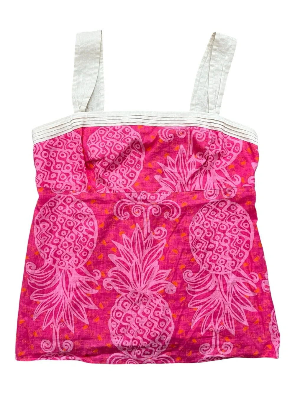 Lilly Pulitzer Pink Pineapple Print Tank with White Straps - Picture 1 of 5